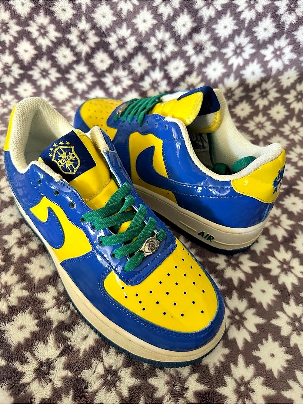 Nike Air Force 1 Blue & Yellow Sneakers - Picture 2 of 6
